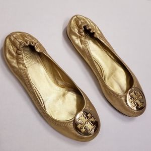 Tory Burch Gold Shimmer Ballet Flats